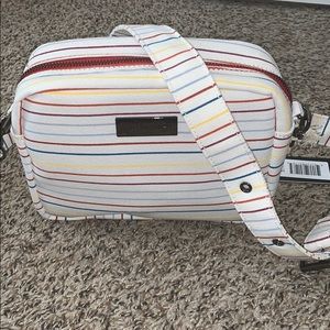 Peace Love World Quilted Crossbody Bag multi color